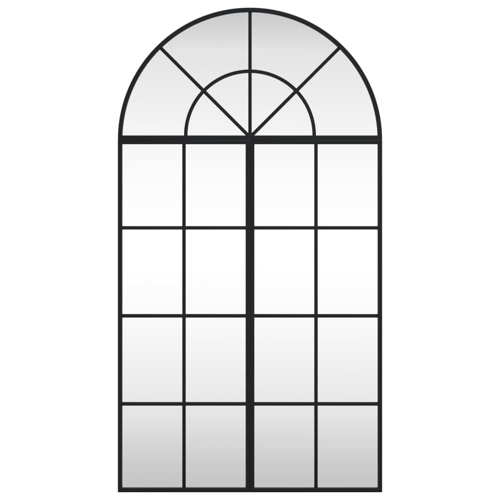 vidaXL Wall Mirror Decorative Wall Mounted Mirror for Bathroom Black Arch Iron