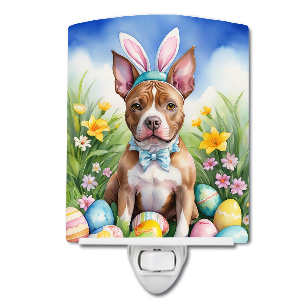 Pit Bull Terrier Easter Egg Hunt Ceramic Night Light