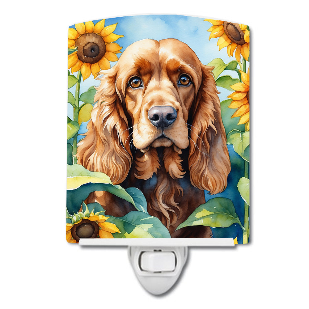 Cocker Spaniel in Sunflowers Ceramic Night Light
