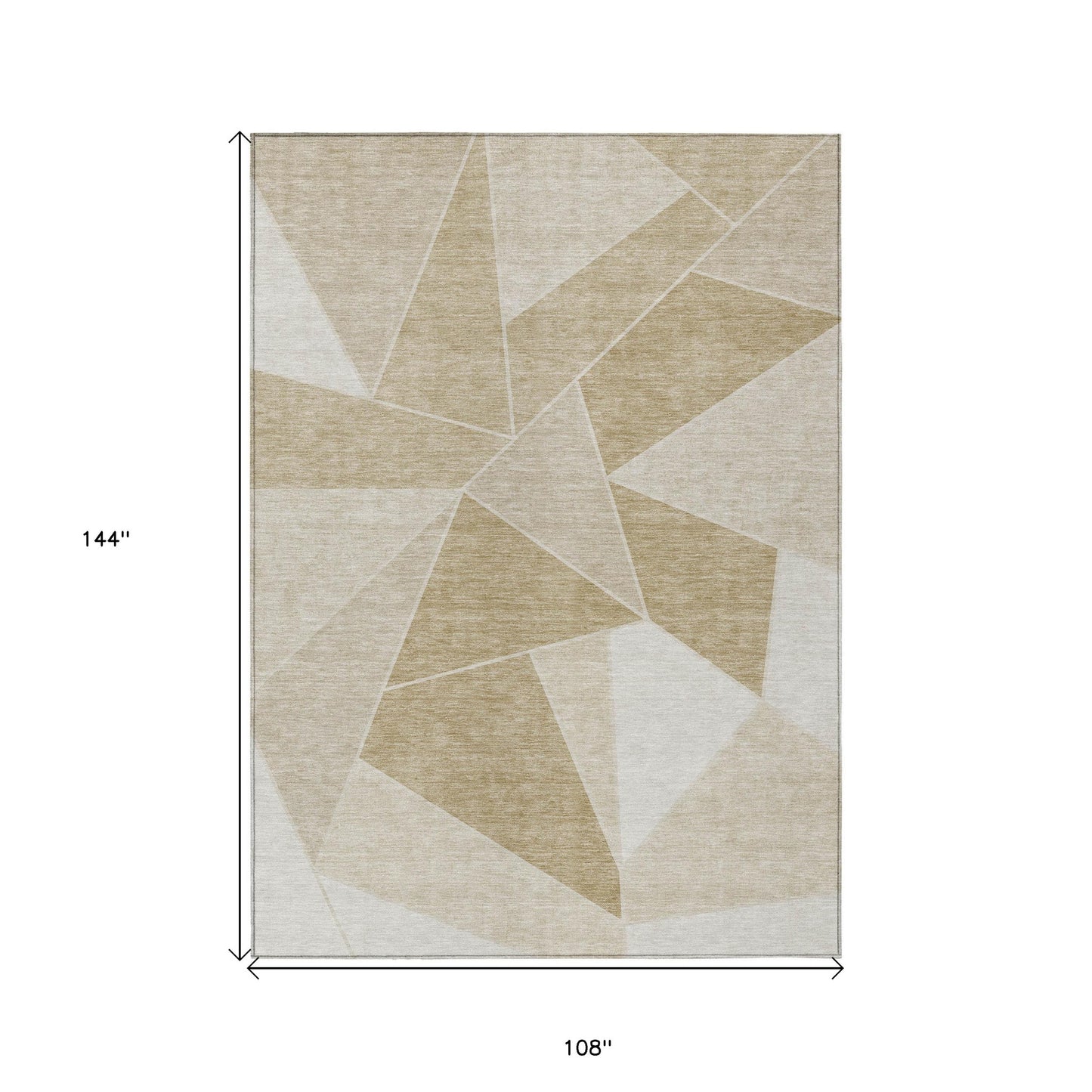 9' X 12' Beige Tan And Ivory Geometric Washable Indoor Outdoor Area Rug