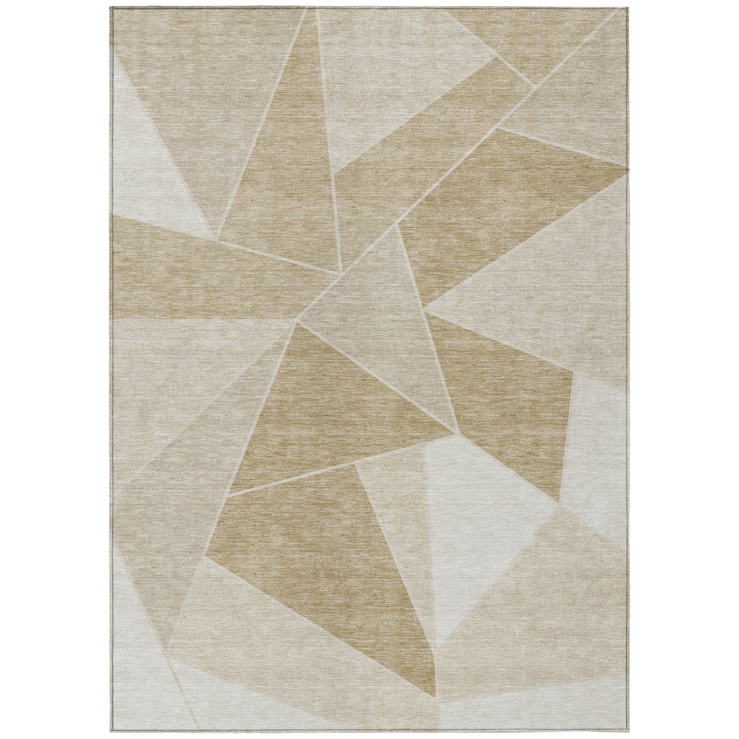 9' X 12' Beige Tan And Ivory Geometric Washable Indoor Outdoor Area Rug