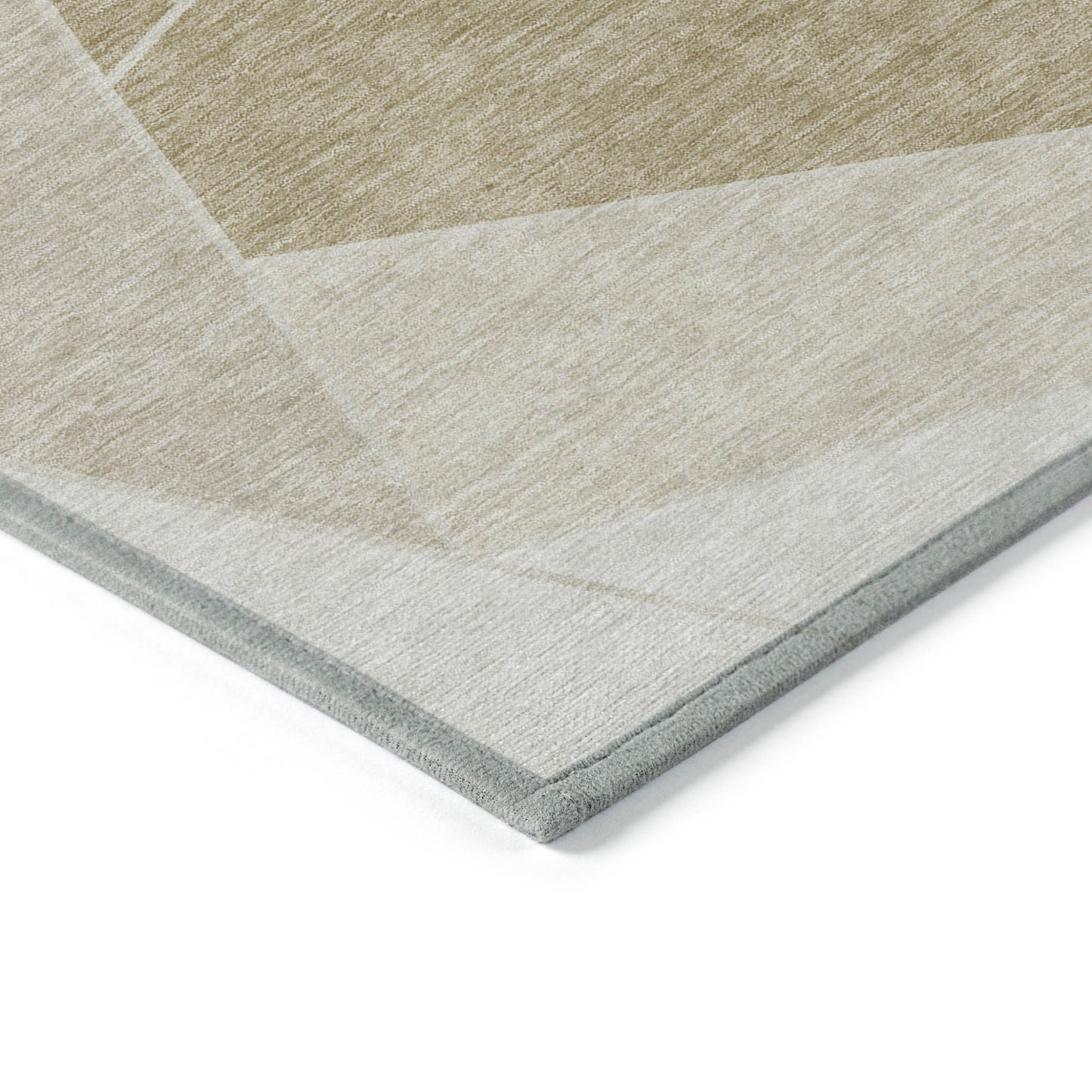 9' X 12' Beige Tan And Ivory Geometric Washable Indoor Outdoor Area Rug