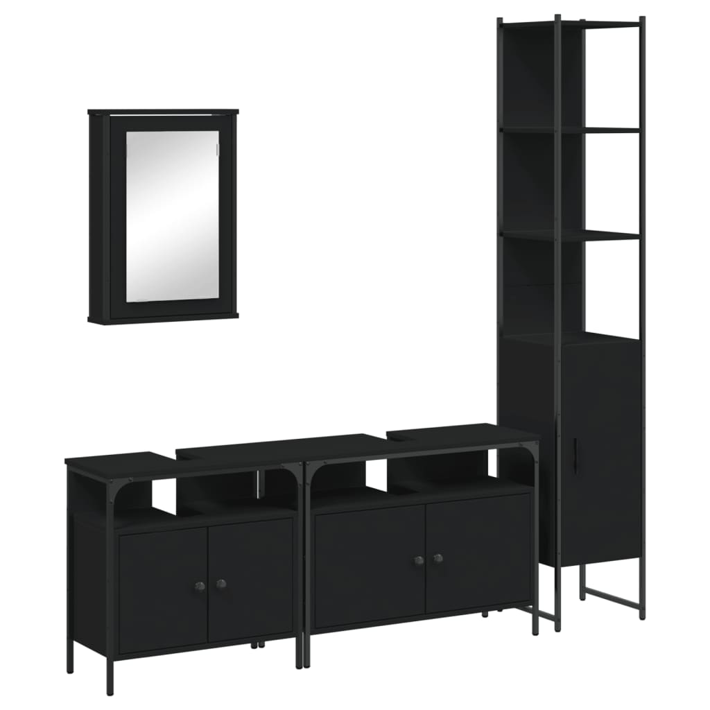 vidaXL Bathroom Furniture Set Storage Cabinet Restroom 4 Piece Engineered Wood