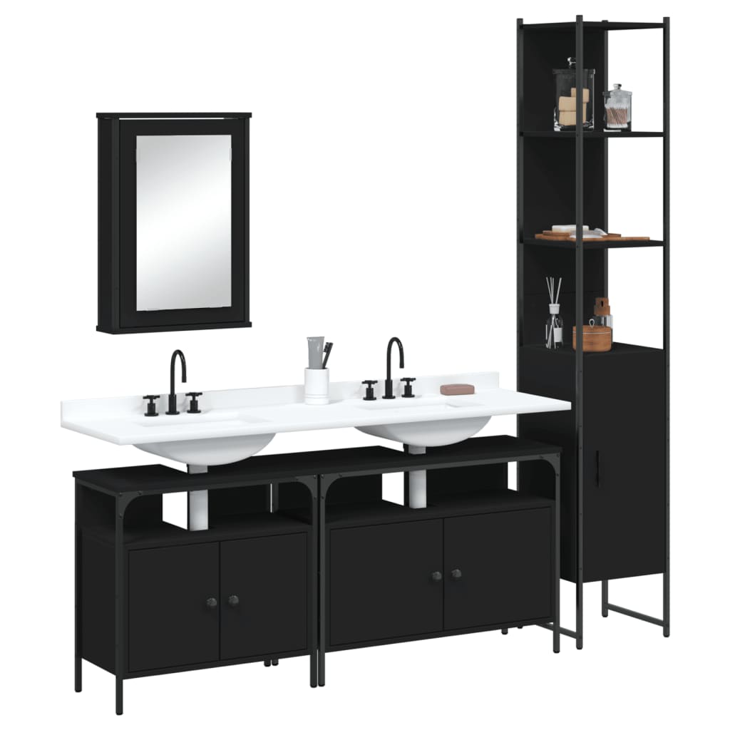 vidaXL Bathroom Furniture Set Storage Cabinet Restroom 4 Piece Engineered Wood