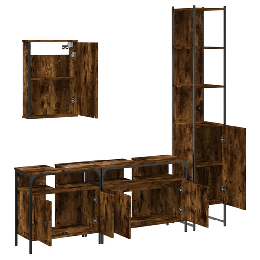 vidaXL Bathroom Furniture Set Storage Cabinet Restroom 4 Piece Engineered Wood